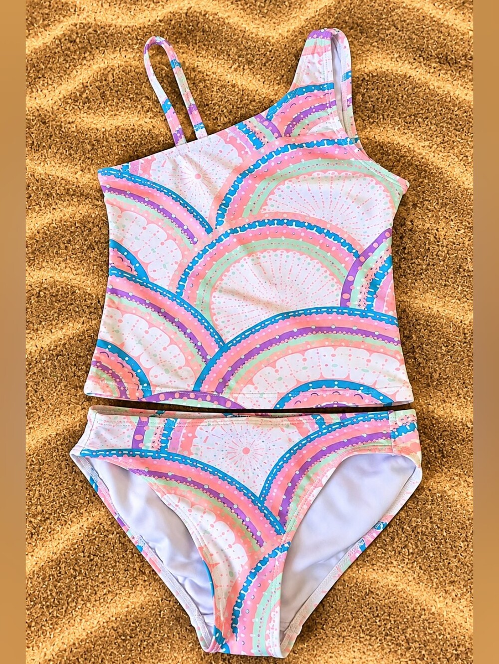 Old Navy Girls Size 8 Rainbow Print 2 Piece Tankini Swimsuit